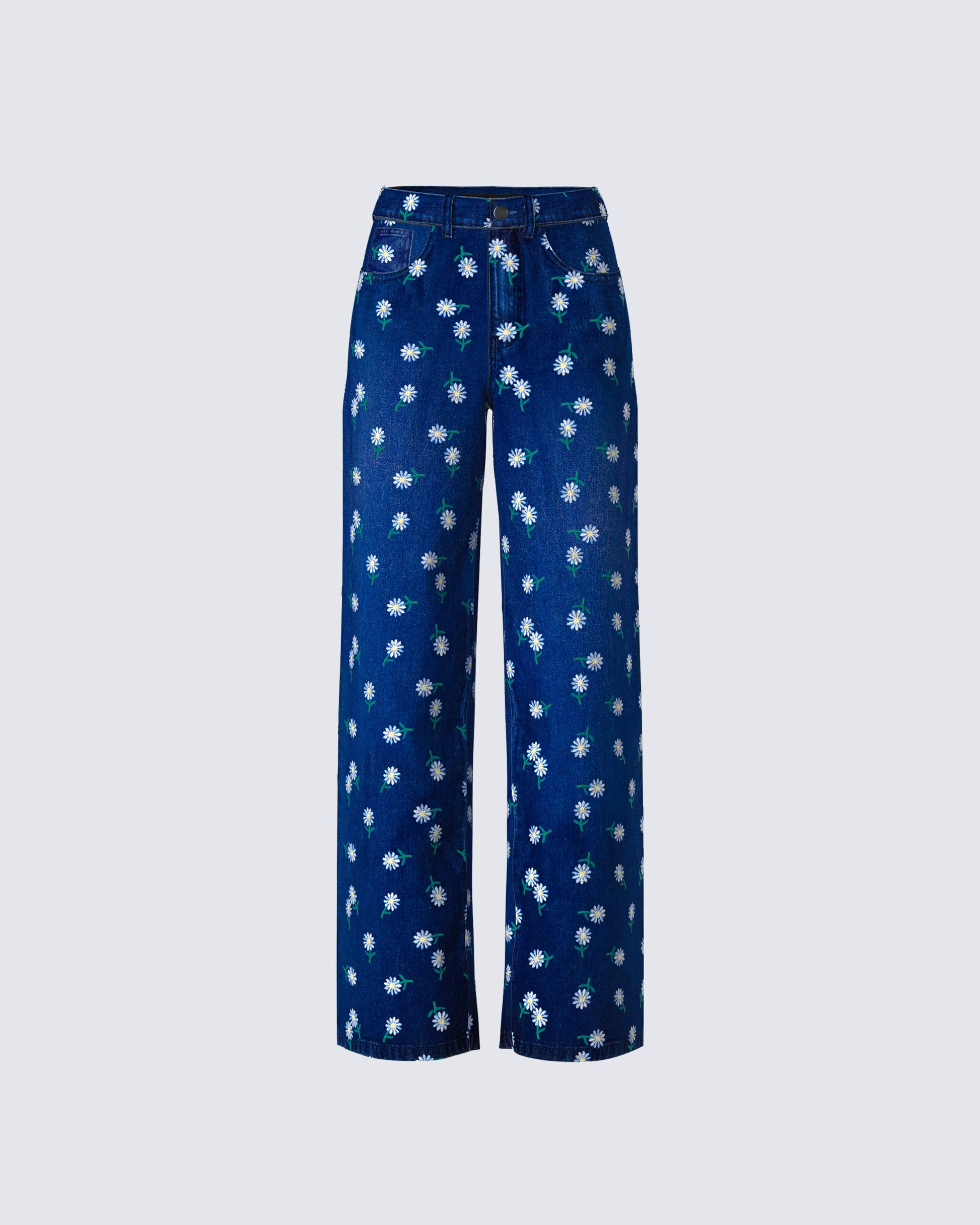 Kincade Blue Mid Rise Floral Embroidery Jean product front