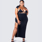 Jett Black Knit Cut Out Maxi Dress