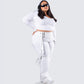 Pia White Vegan Leather Belt Pant