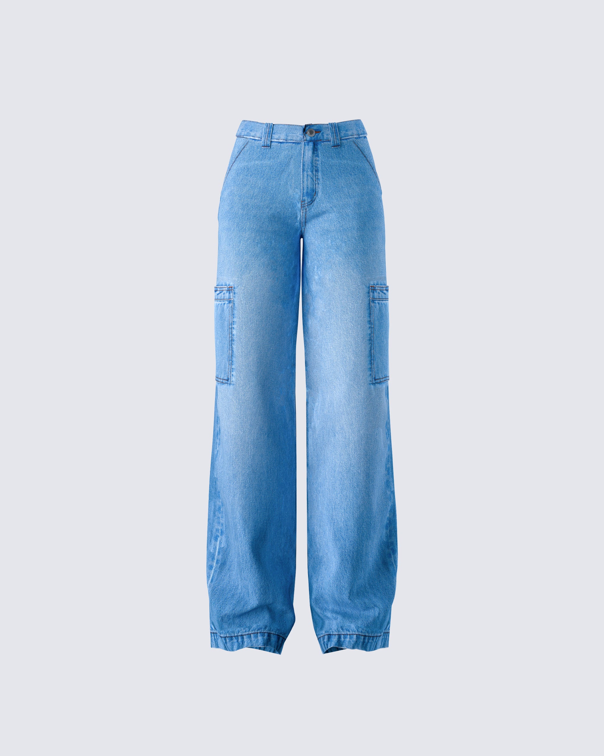 Blossom Blue Cargo Denim Pant product front