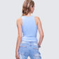 Nixie Blue Lace Up Graphic Tank