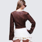 Viatrix Brown Vegan Leather Studded Jacket