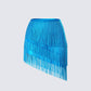 Laleh Teal Fringe Asymmetrical Skirt product front