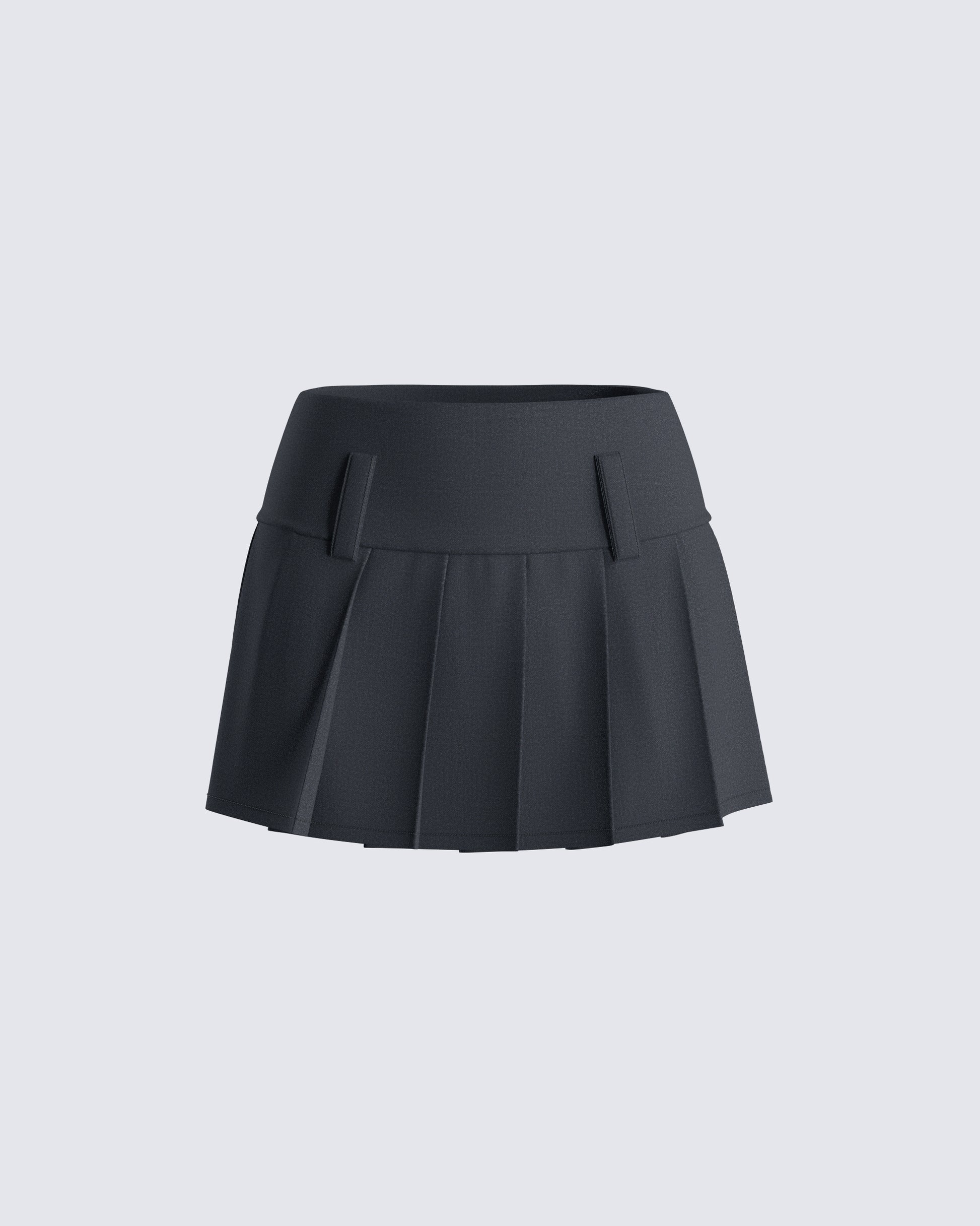 Deb Black Suiting Pleat Mini Skirt product front