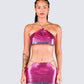 Jessa Hot Pink Chainmail Top model front