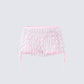 Hali Pink Lace Up Ruffle Micro Mini Short product front
