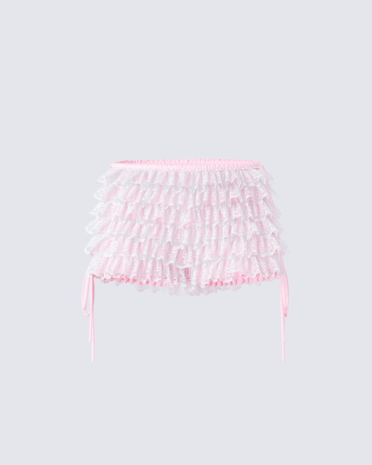 Hali Pink Lace Up Ruffle Micro Mini Short product front