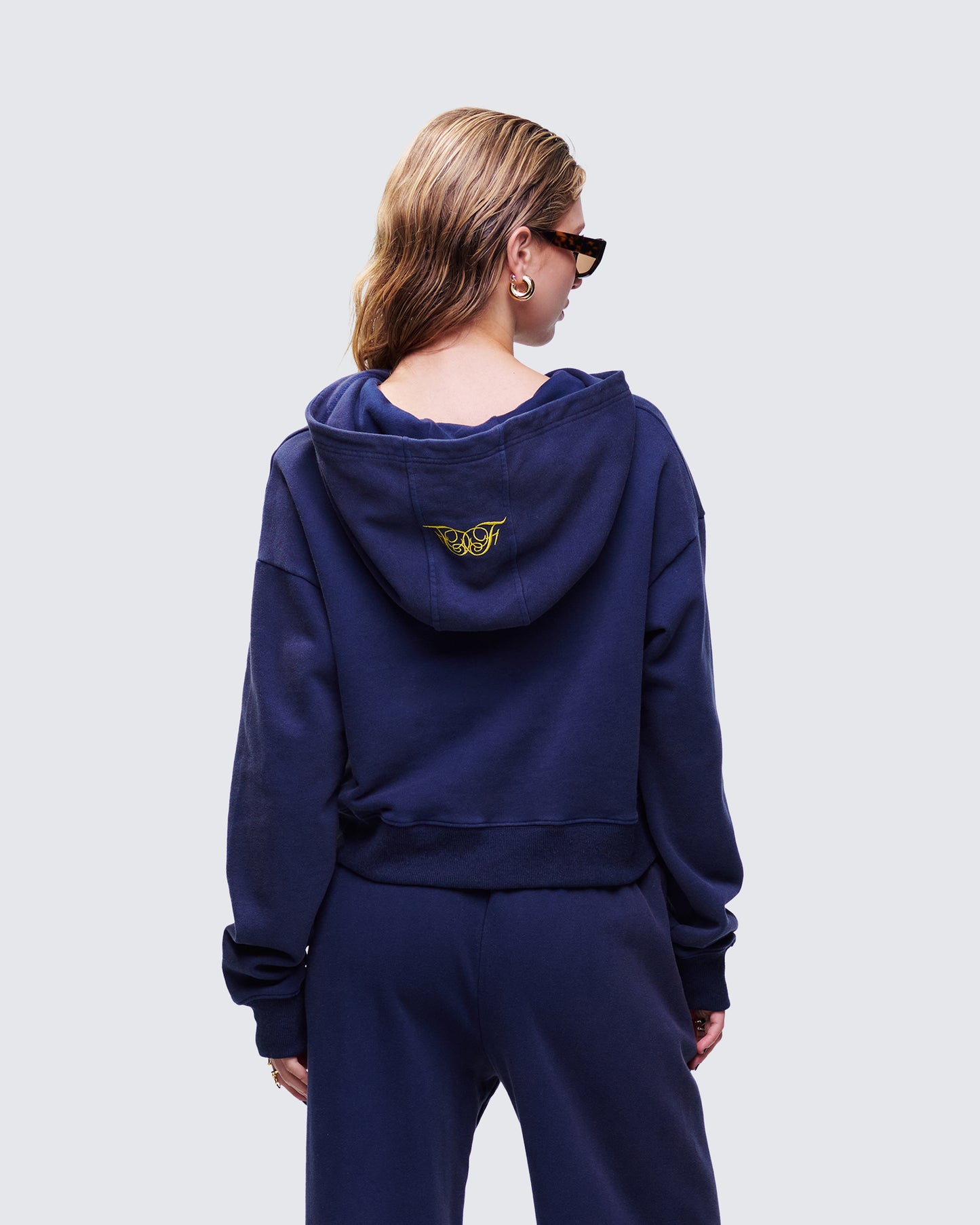 Kamilah Blue Acid Wash Hooded Sweater