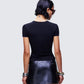 Drea Black Slogan Classic Tee
