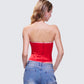 Villie Red Rose Detail Scalloped Edge Corset Top