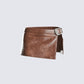 Lu Brown Vegan Leather Mini Skirt product front