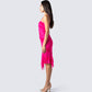 Micah Pink Flower Print Midi Dress