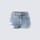 Lowan Blue Distressed Denim Shorts 3d product front