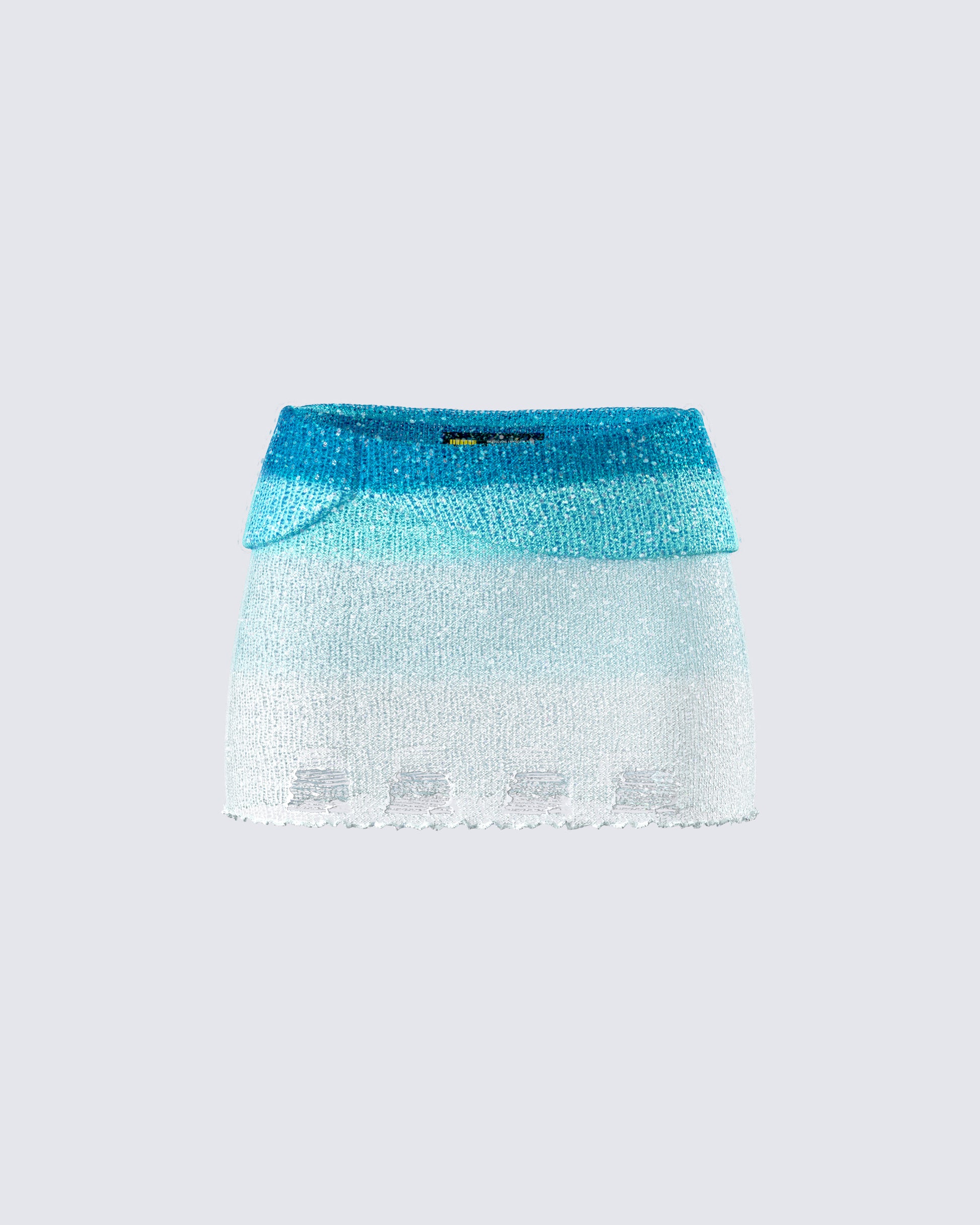 Vanessa Turquoise Sequin Knit Skirt 3d product front