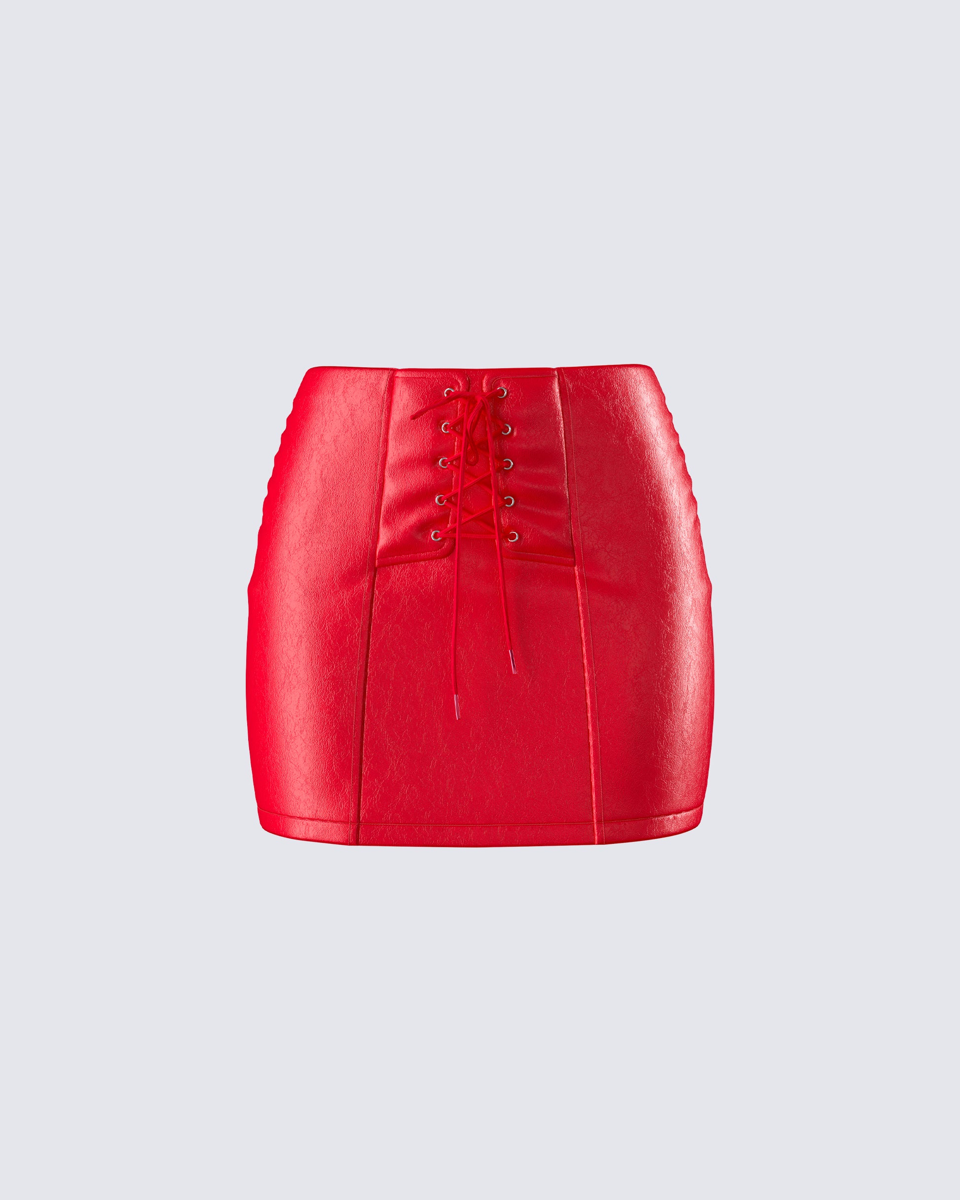 Lasita Red Vegan Leather Mini Skirt 3d product front