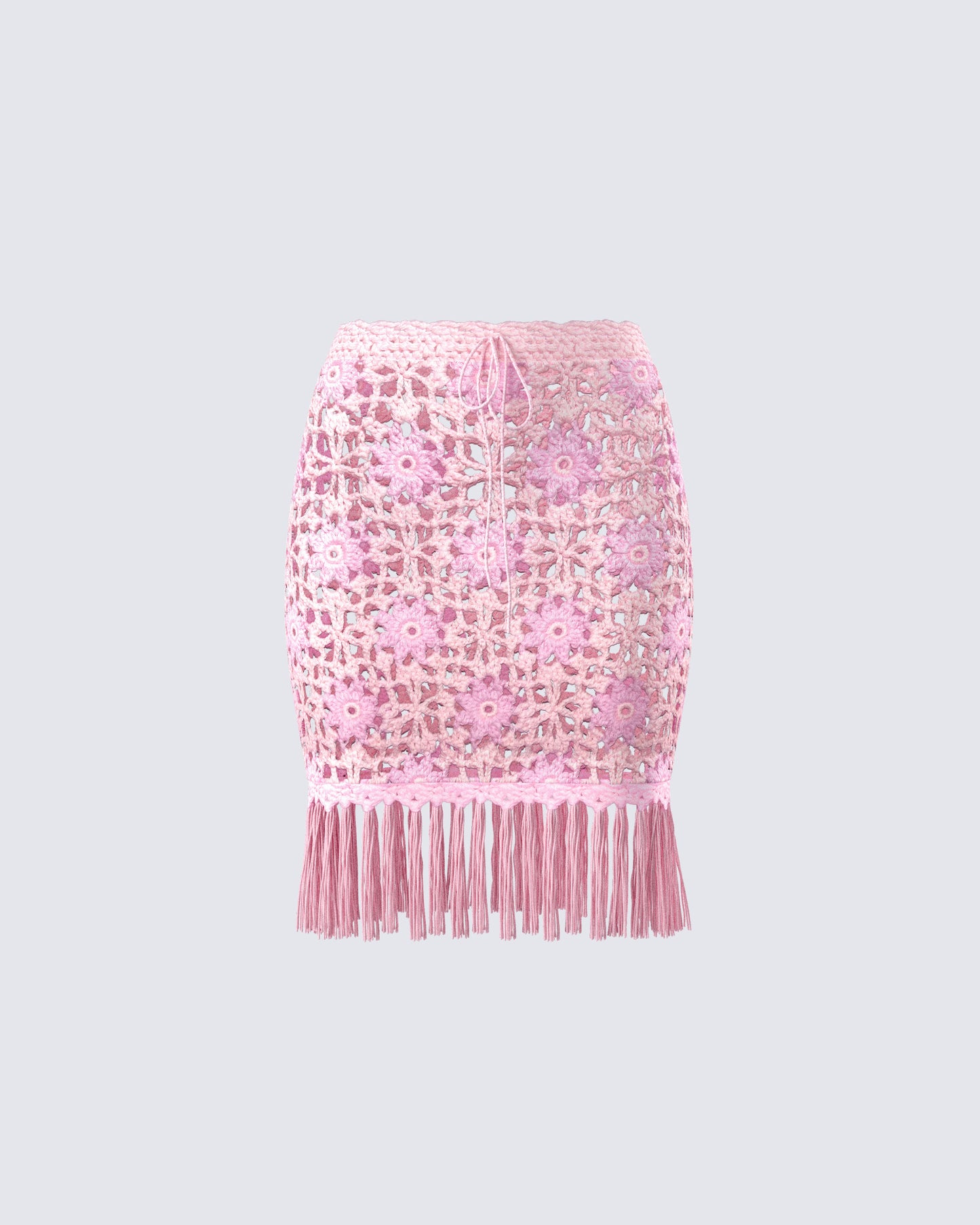 Aya Pink Floral Crochet Mini Skirt
product front
 