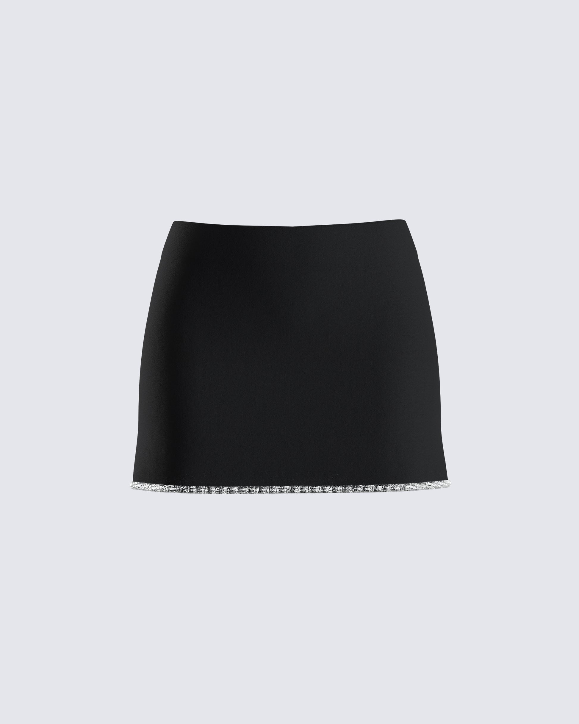 Birgit Black Rhinestone Mini Skirt product front