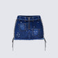 Maja Blue Denim Lace Up Micro Mini Skirt product front