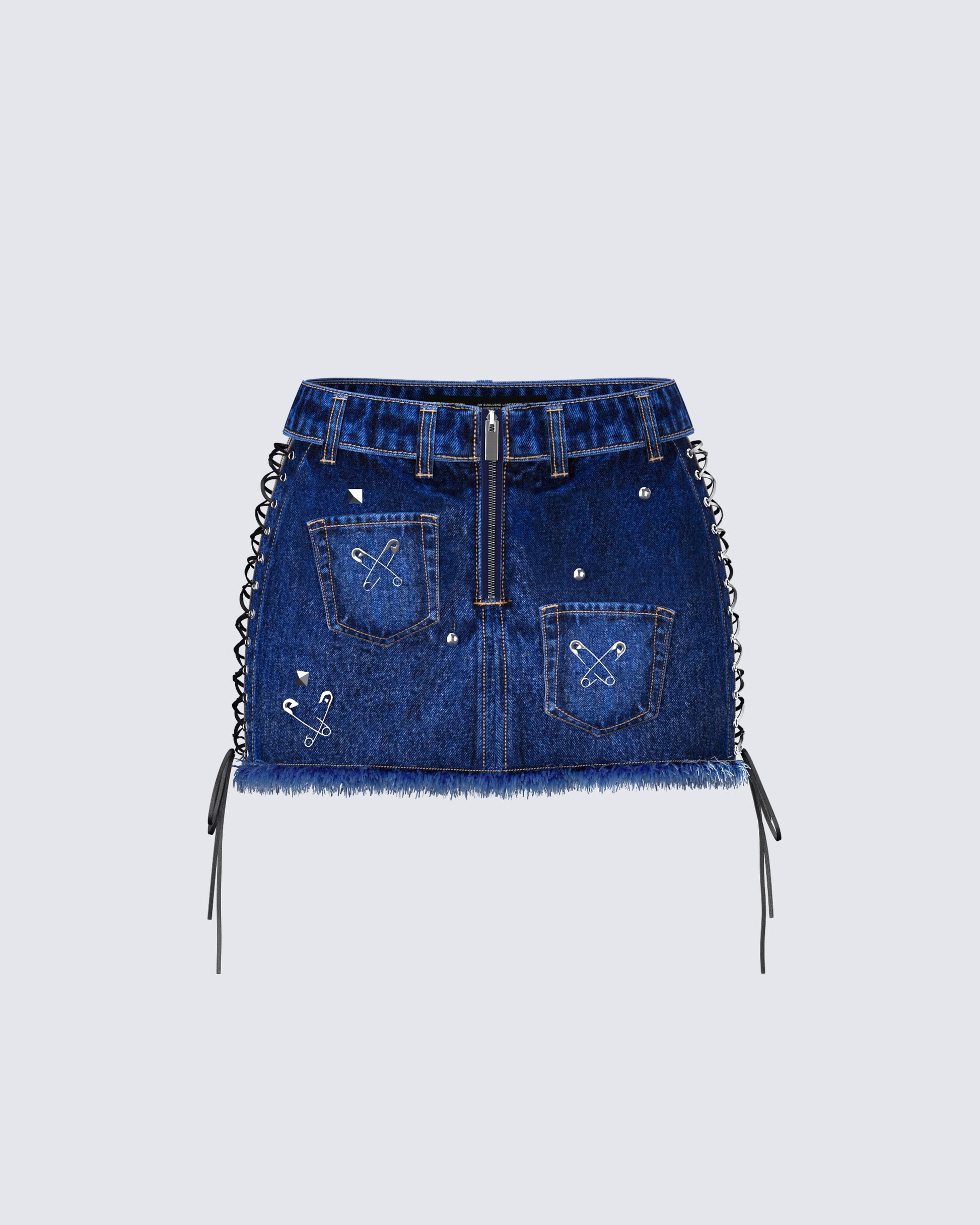 Maja Blue Denim Lace Up Micro Mini Skirt product front