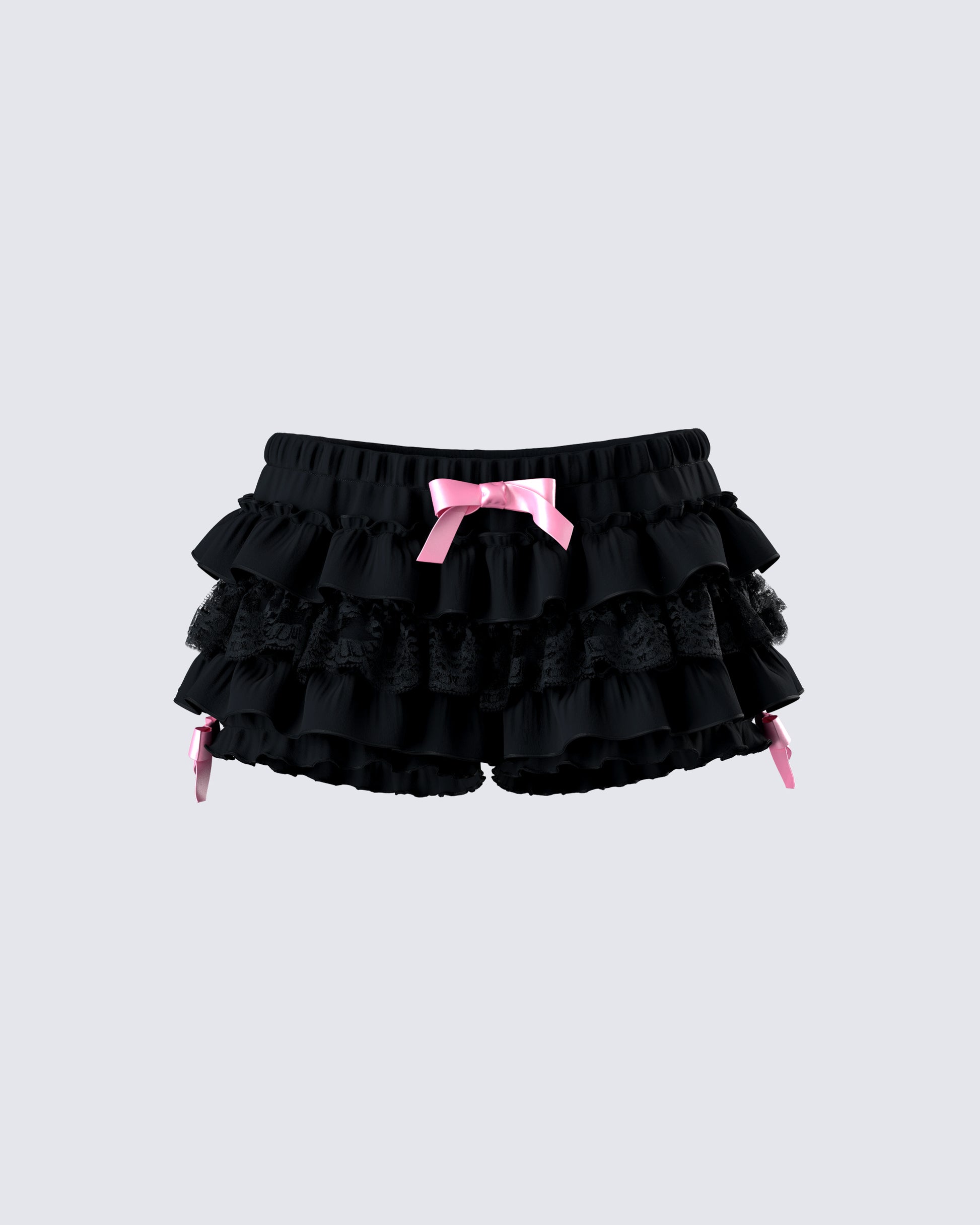Martina Black Ruffle Short 3d product front