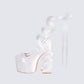 Porsha White Satin Platform Heel
