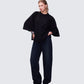 Mabelle Black Oversized Raglan Top