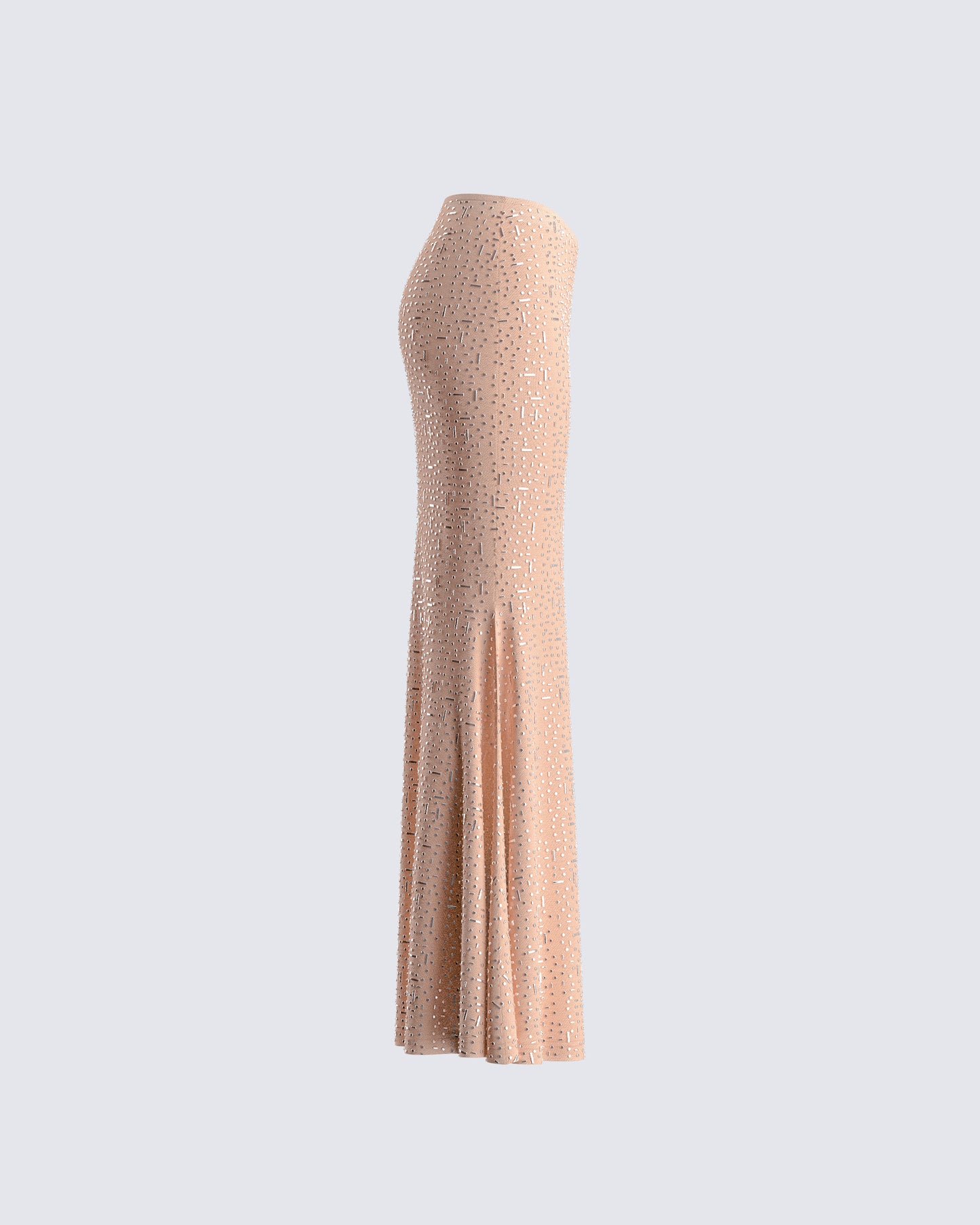 Maze Nude Rhinestone Maxi Skirt