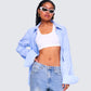 Reina Blue Poplin Ruched Shirt