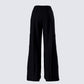 Saige Black Popper Detail Loose Sweatpant