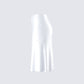 Zaina White Satin Flounce Skirt