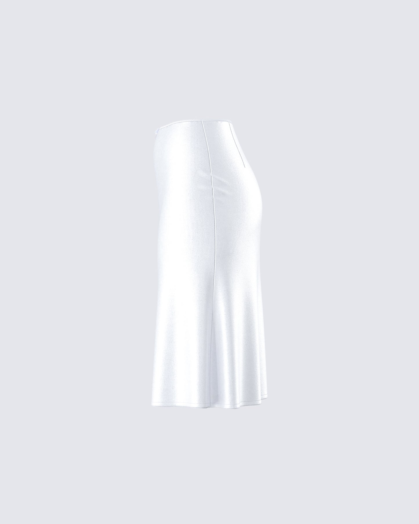 Zaina White Satin Flounce Skirt
