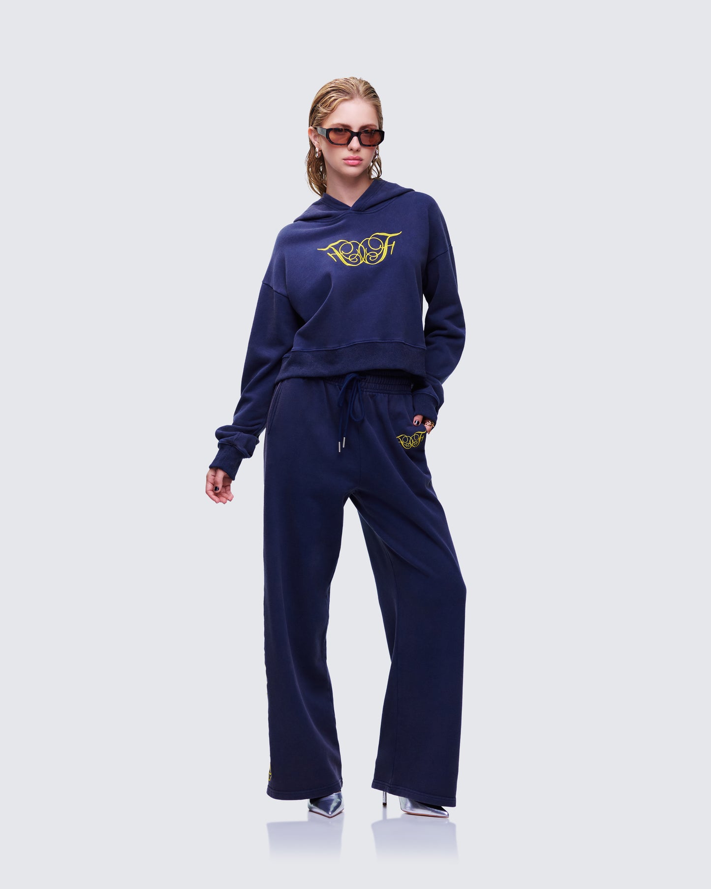 Kamilah Blue Acid Wash Hooded Sweater