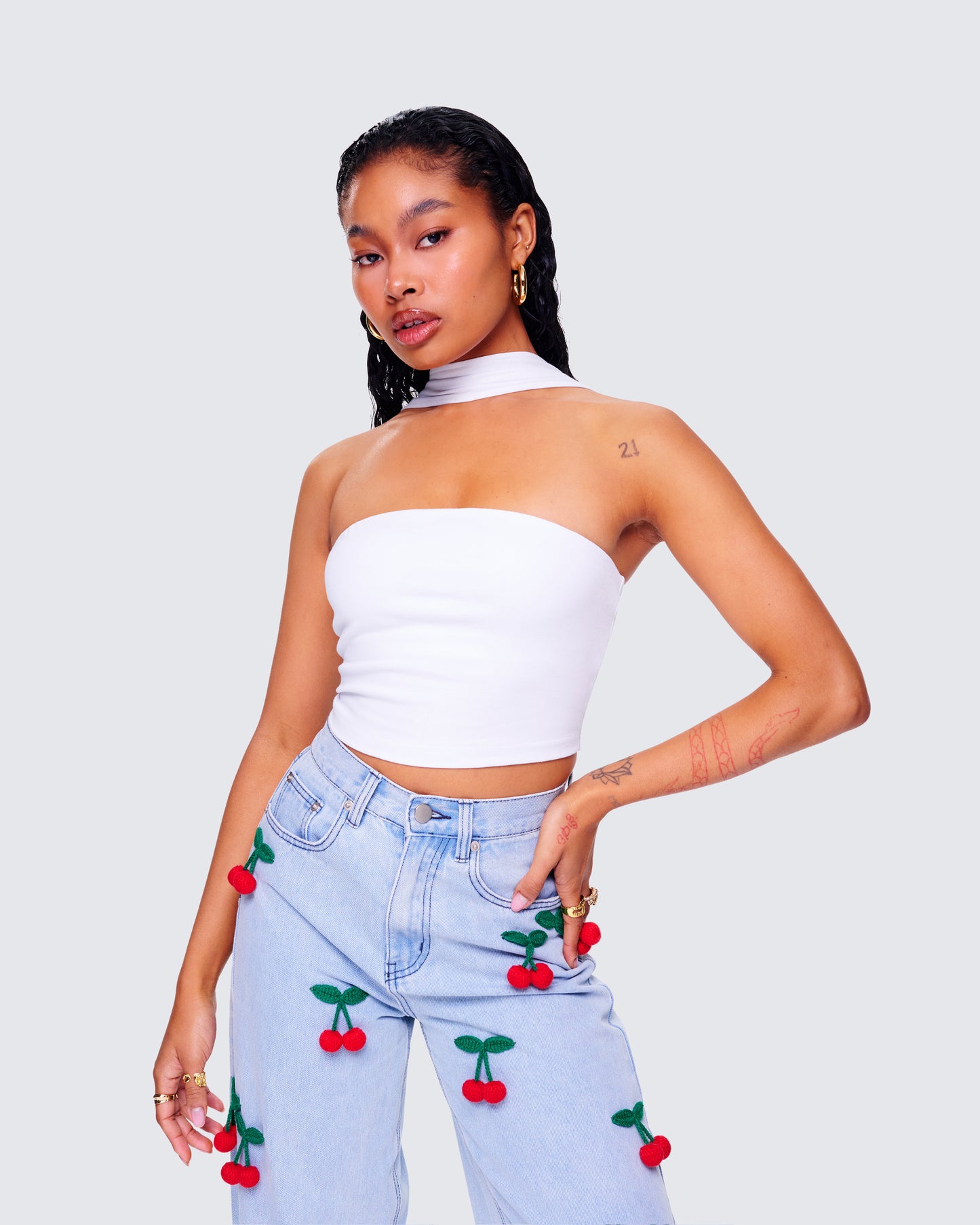 Alondra White Tube Halter Top