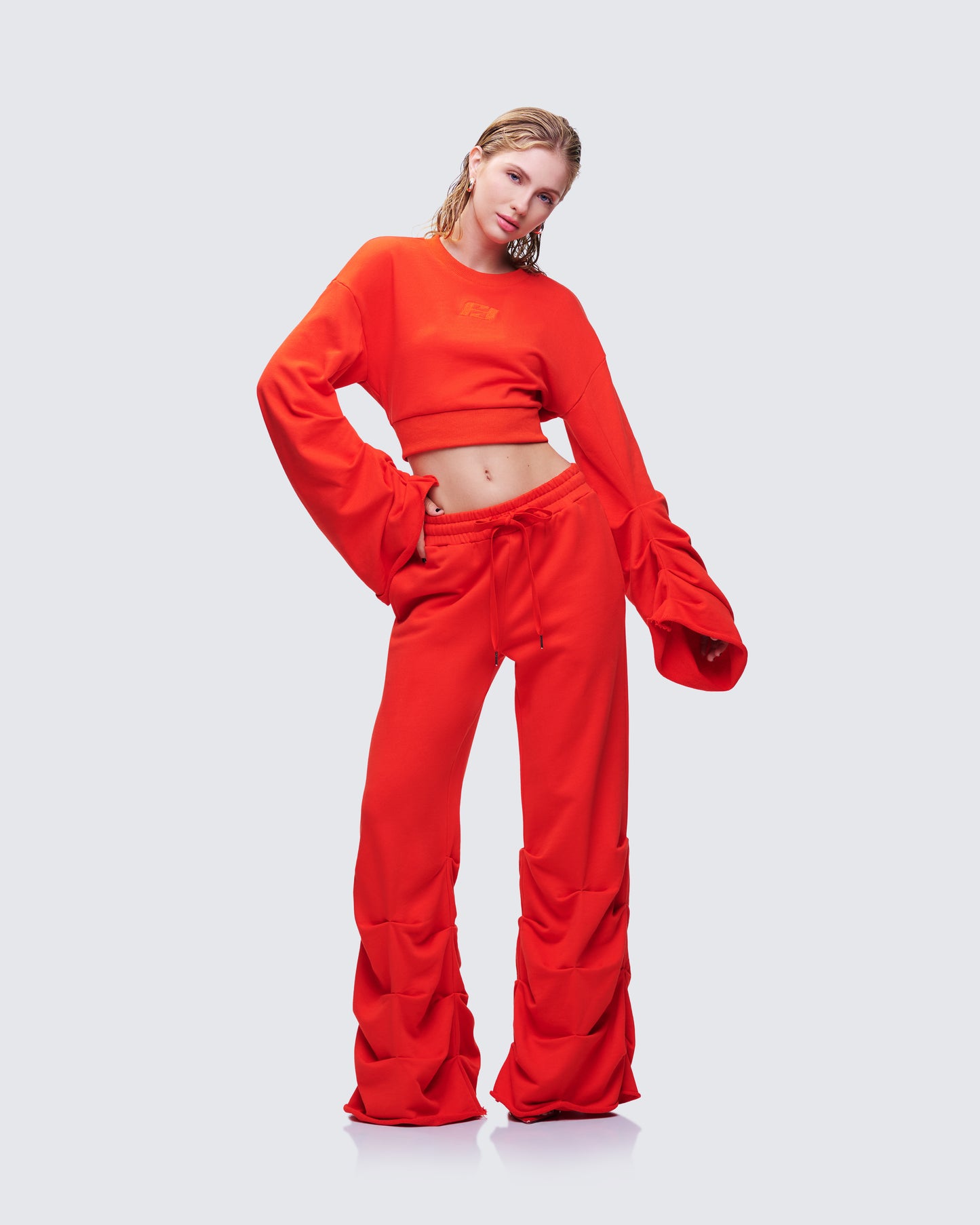 Una Red Stacked Sleeve Sweatshirt