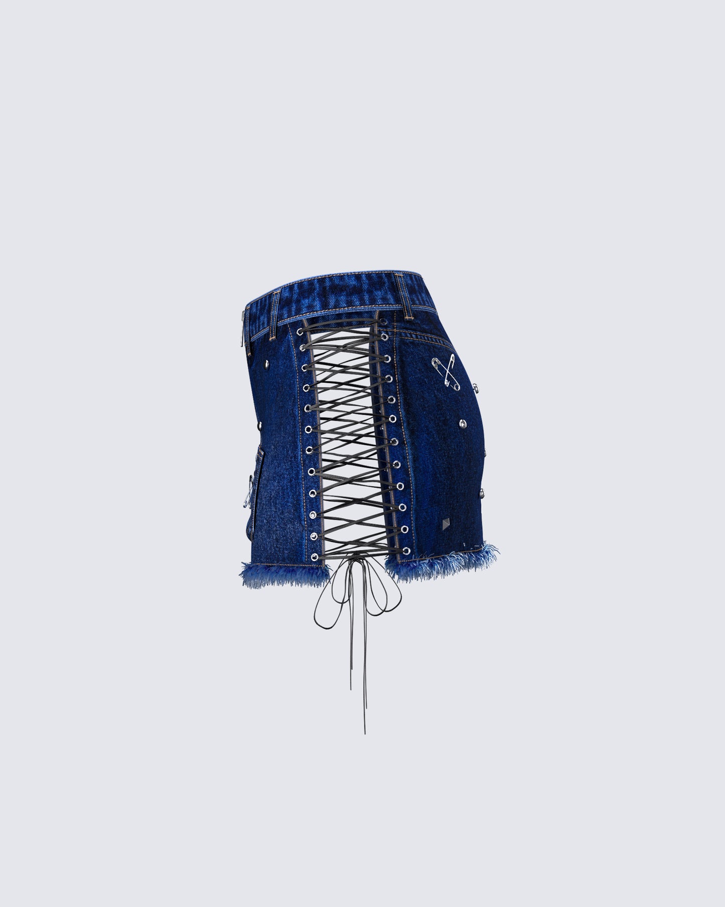 Maja Blue Denim Lace Up Micro Mini Skirt