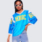 Bea Blue Graphic Sports Jersey Top