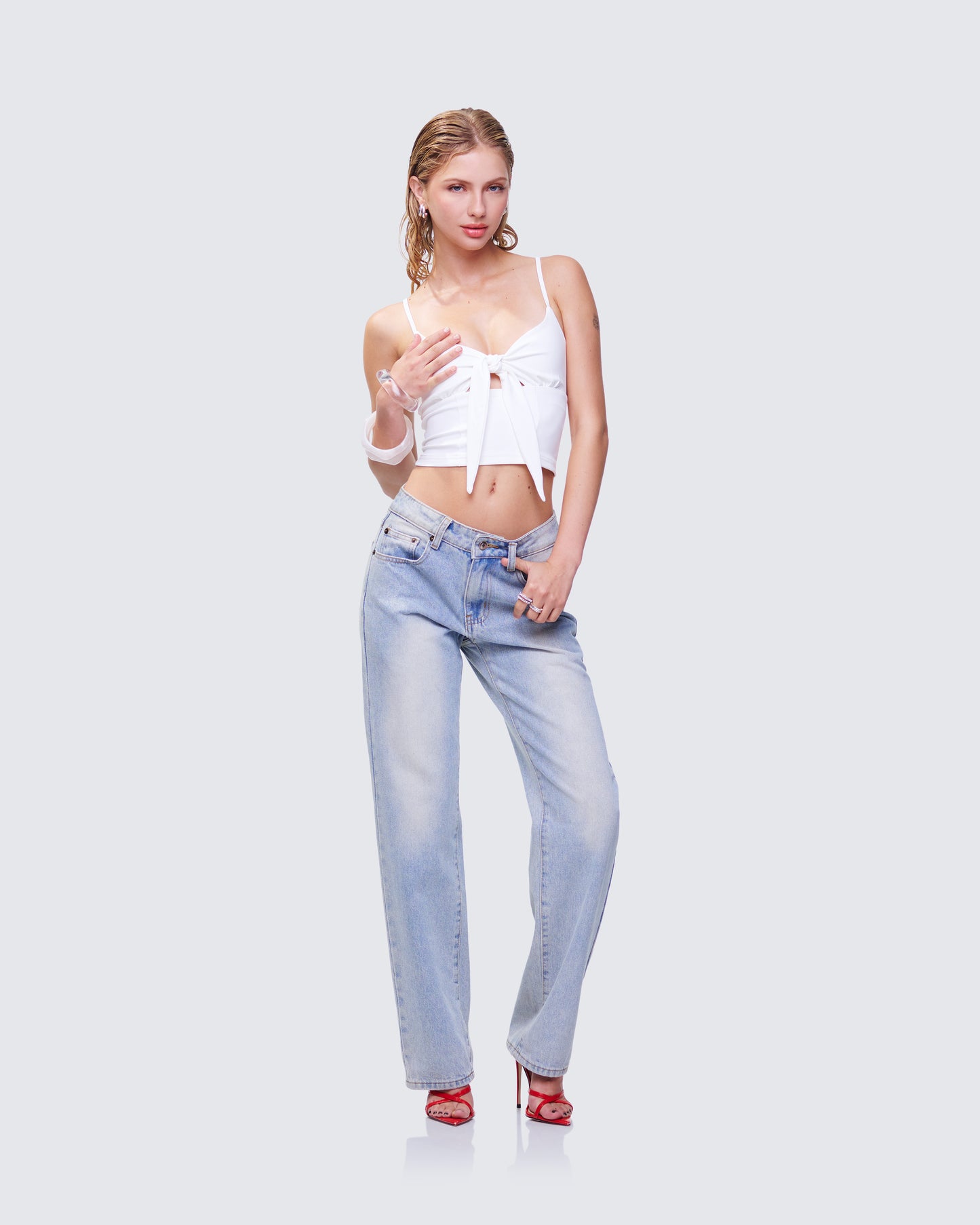 Wilmer White Tie Front Cami Top