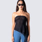 Narelle Black Mesh Ruffle Top