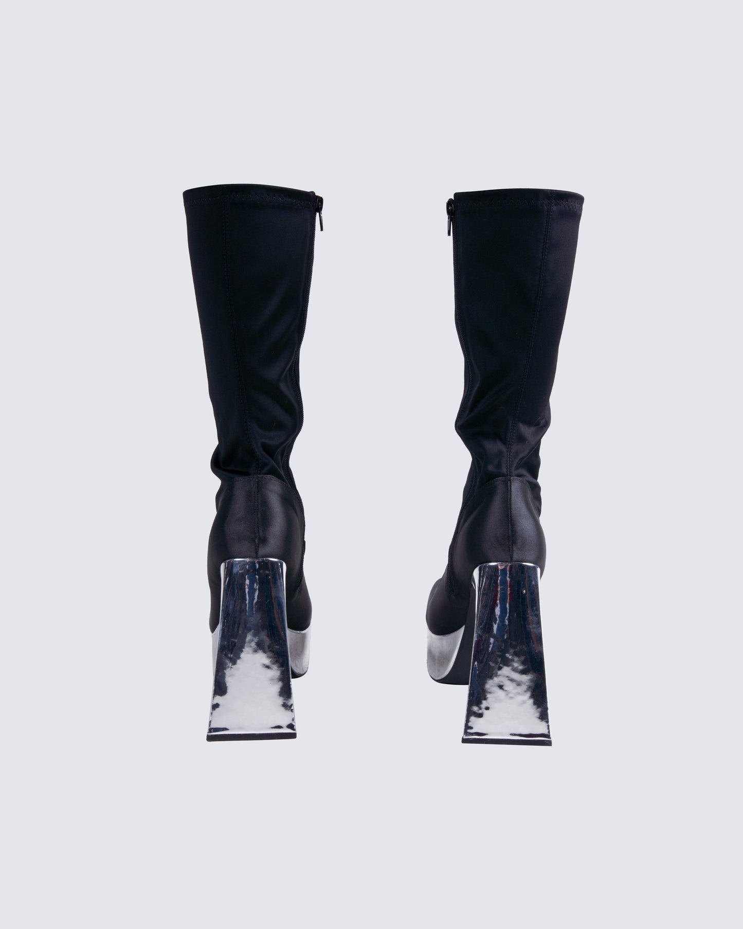 Marcil Black Heeled Platform Boot