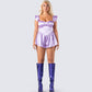 Nett Lavender Satin Ruffle Romper model front