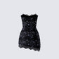 Clarisse Black Hand Beaded Rhinestone Dress
