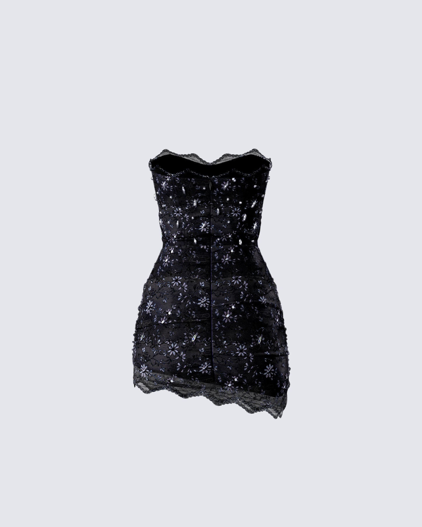 Clarisse Black Hand Beaded Rhinestone Dress