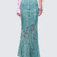 Delancy Blue Embroidered Midi Skirt model front