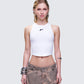 Enid White Scoop Hem Tank Top model front