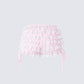 Hali Pink Lace Up Ruffle Micro Mini Short
