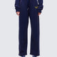 Kamilah Blue Acid Wash Wide Leg Sweat Pant model front