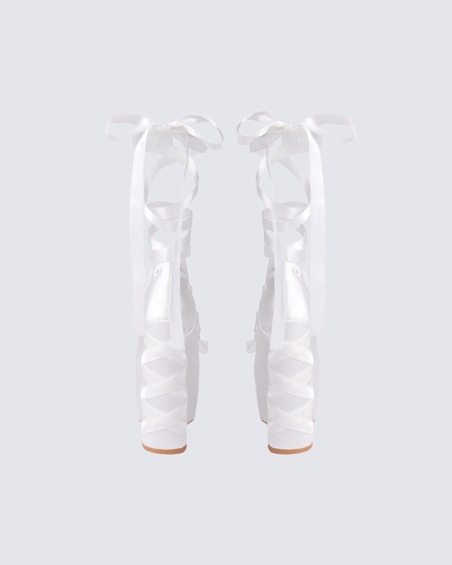 Porsha White Satin Platform Heel