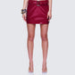 Severine Red Vegan Leather Belted Mini Skirt model front