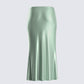 Shae Green Satin Midi Skirt
