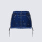 Maja Blue Denim Lace Up Micro Mini Skirt